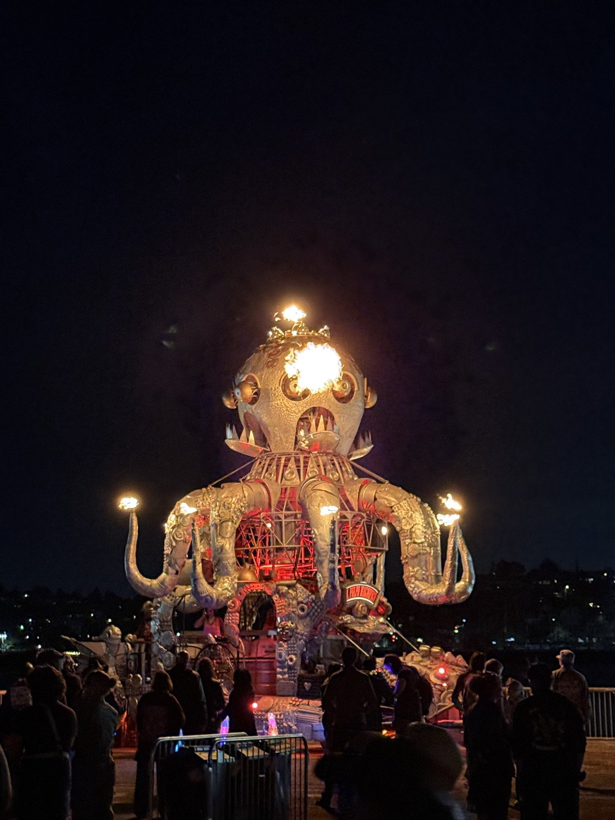 El Pulpo Magnifico lit up at night