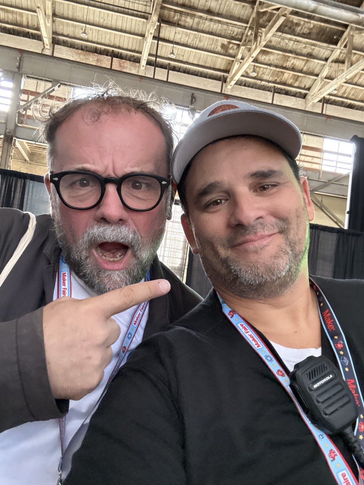 Selfie of Mario Cruz with Massimo Banzi, co-founder of Arduino