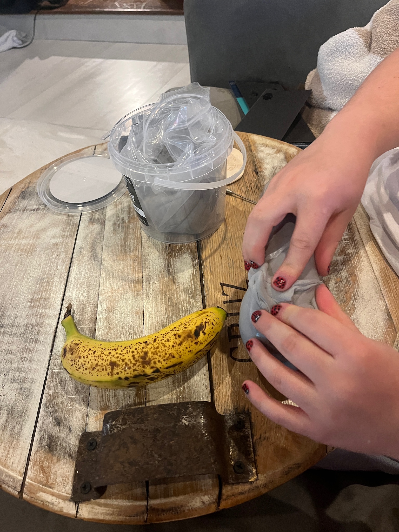 Sculpting modeling clay over the phone handset