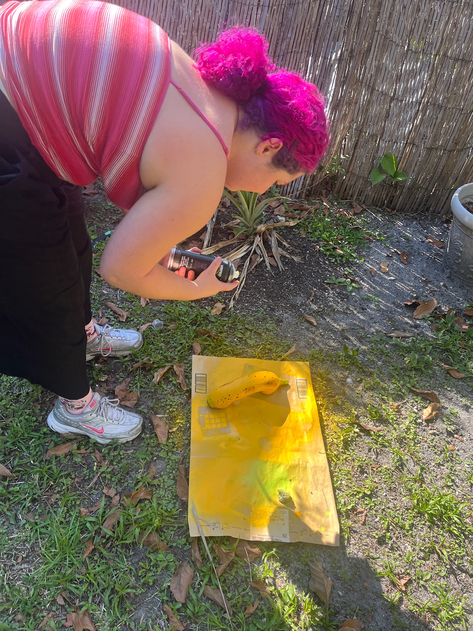 Spray painting the banana handset yellow