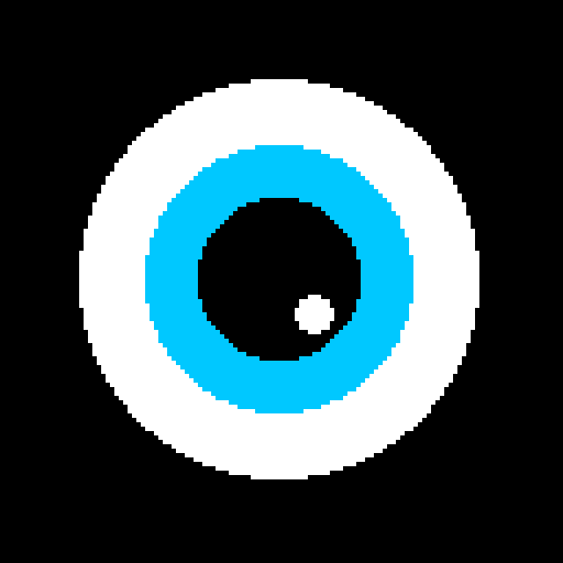 Animated eye cycling through happy, surprised, sleepy, and blinking expressions on Ring-O's OLED display